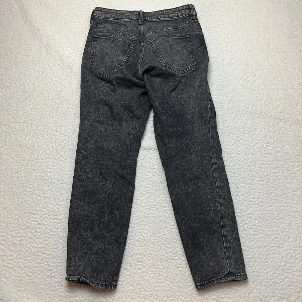 Old Navy Jeans‎ Womens 4 Black OG Straight High Rise Blackberry Distressed Denim